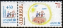 UNICEF, charity label on the left side 